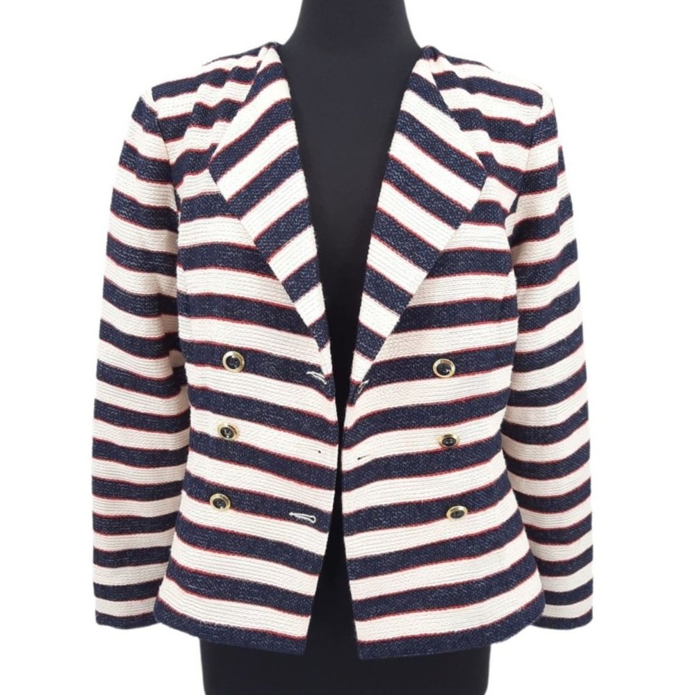 NEW CABI 5094 Cruise Jacket Nautical Stripe Double Breast Blazer 6 Tailored - Picture 9 of 12